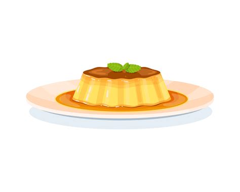 Flan De Postre O Bud N Con Caramelo Ilustraci N Vectorial