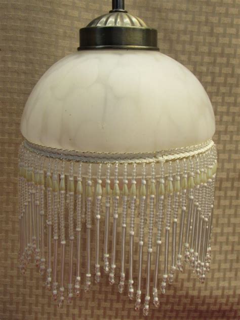 Lot Detail Elegant Brass Finish Accent Lamp With Beaded Glass Shade