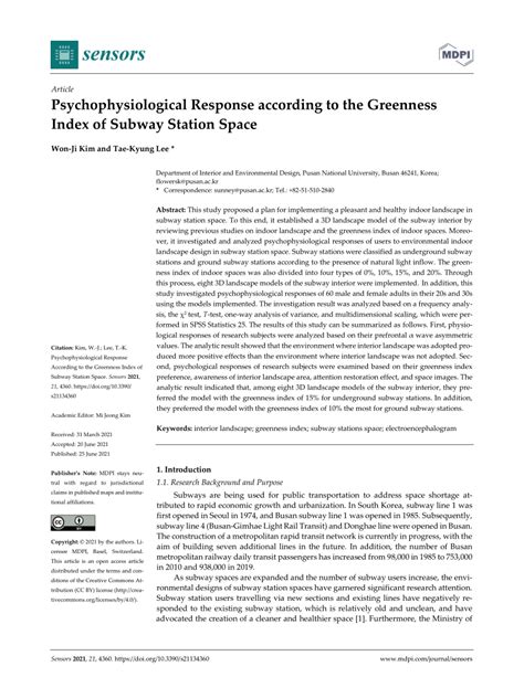 PDF Psychophysiological Response According To The Greenness Index Of