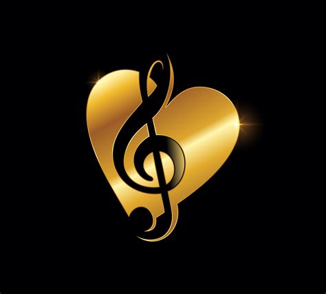 Heart And Music Cleft In Gold 1812930 Vector Art At Vecteezy