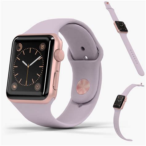 3D model Apple Watch Rose Gold Aluminum Case Lavender Sport Band VR ...