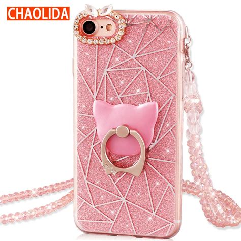 Chaolida Girl Glitter Bling Powder Phone Case For Iphone X Geometric