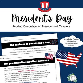 President S Day Presidential Election Reading Passages Main Idea