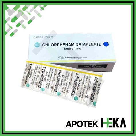 Jual Chlorphenamine Maleate 4 Mg Novapharin Box Isi 10x10 Tablet Ctm