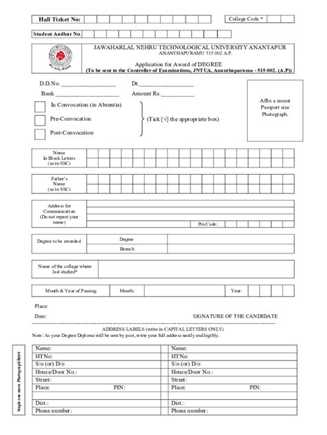 Fillable Online C U Jawaharlal Nehru Technological University Anantapur Fax Email Print