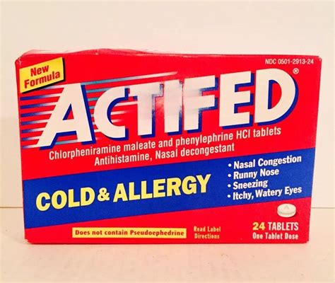 Actifed Cold And Allergy Nasal Decongestant 24 Tablets Total Sealed