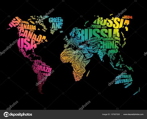 Mapa del mundo en tipografía palabra nube vector gráfico vectorial