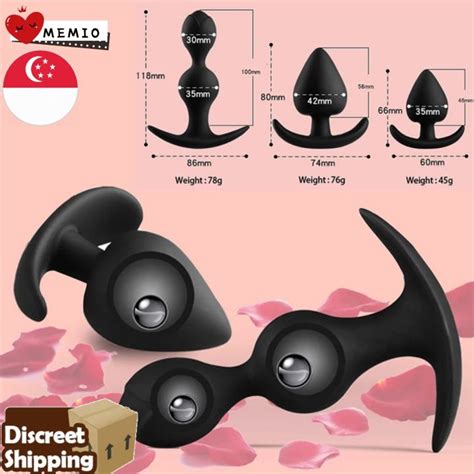 Sg Seller Silicone Butt Plug Anal Beads Metal Ball Inside Anal Plug