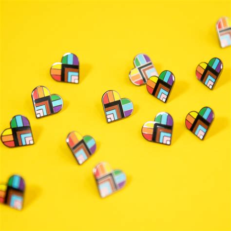 Progress Pride Rainbow Heart Pin Inclusive Flag Gay Queer Etsy UK