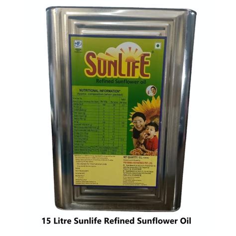 15 Litre Sunlife Refined Sunflower Oil Packaging Type Tin At Rs 1500