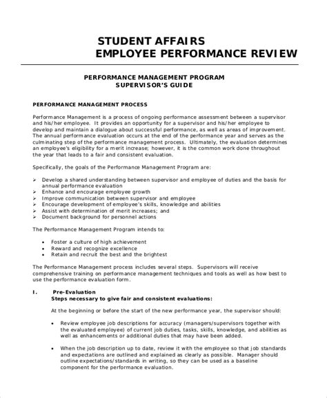 Free 7 Sample Employee Performance Review Templates In Ms Word Pdf