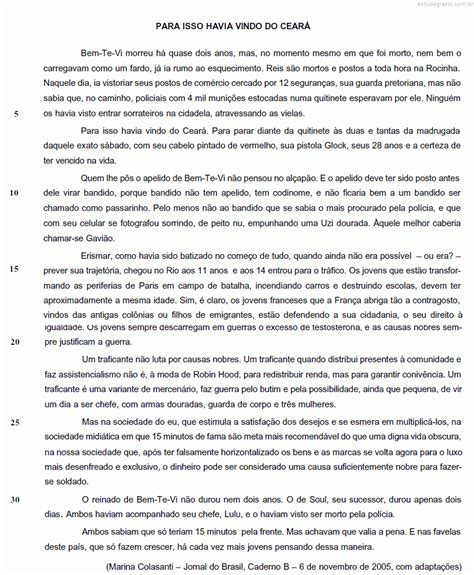 LEIA O TEXTO ABAIXO E RESPONDA ÀS QUESTÕES DE Nº 01 A 10