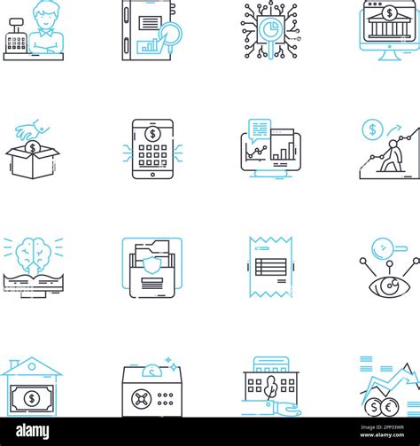 Wealth Planning Linear Icons Set Prosperity Security Affluence Abundance Planning