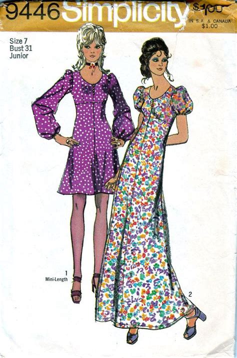 1970s Sewing Pattern Vintage Pattern 1970s Maxi Dress Etsy Simplicity Patterns Dresses