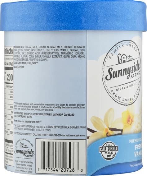 Sunnyside Farms Ice Cream Premium French Vanilla Planogram Back