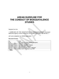 ASEAN GUIDELINE FOR THE CONDUCT OF BIOEQUIVALENCE Asean Guideline