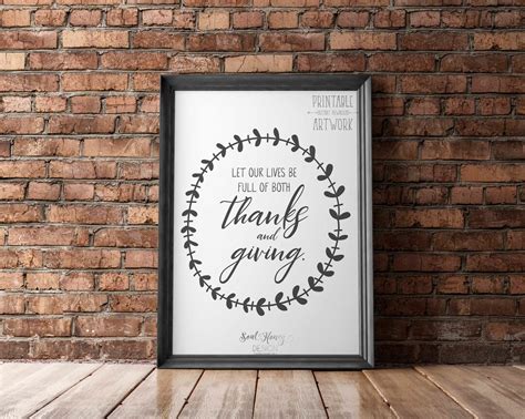 Thanksgiving Printable Let Our Lives Be Full Of Both Thanks Etsy