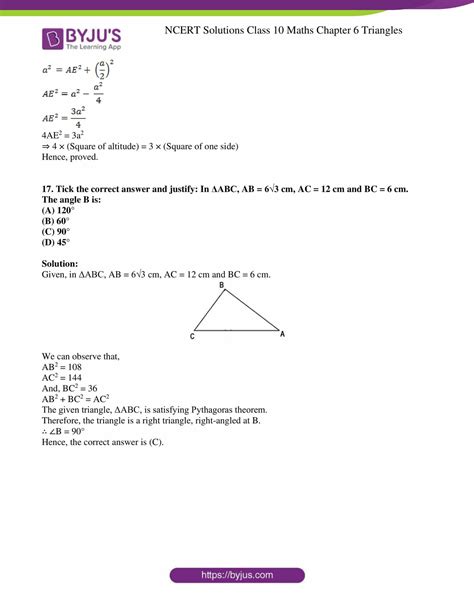 NCERT Solutions For Class 10 Maths Chapter 6 Triangles