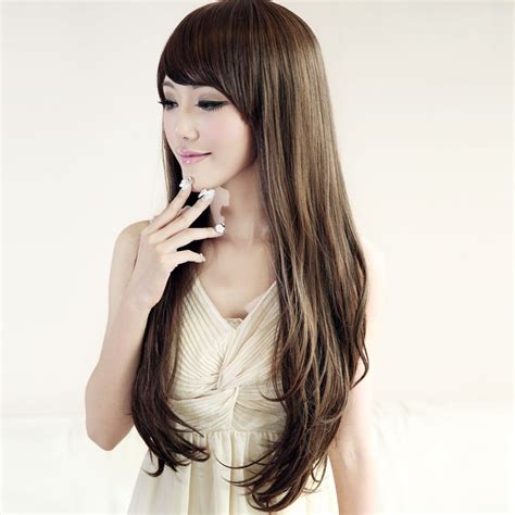 New Korean Style Ladies Hair Wig Charming 75cm Long Fluffy Hair Wig