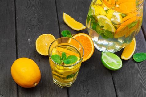 Premium Photo Refreshing Cold Citrus Water With Mint