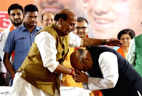 Rajnath Singh, Amit Shah during BJP rally