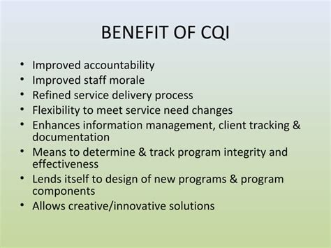 Continuous Quality Improvement CQI PPT