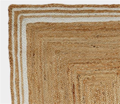 Buy White Bordered Natural Jute Rectangular Carpet Beige X Feet