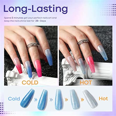 Modelones Color Changing Gel Nail Polish Set 6 Colors Pink Red Glitter