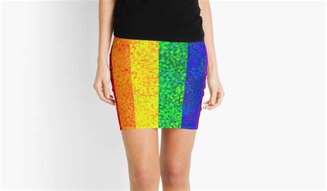 Seurat Inspired Pride Flag Rainbow Stripes Mini Skirt For Sale By