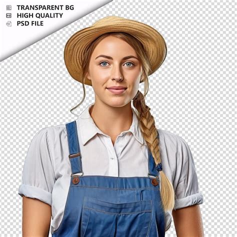 Premium PSD European Woman Farmer On White Background White Isolated