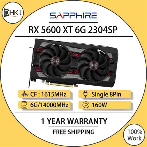 Used Sapphire Rx 5600 Xt 6g D6 Gaming Graphics Card 5600xt Gpu 2304sp Gddr6 Rx 5600xt Video Card