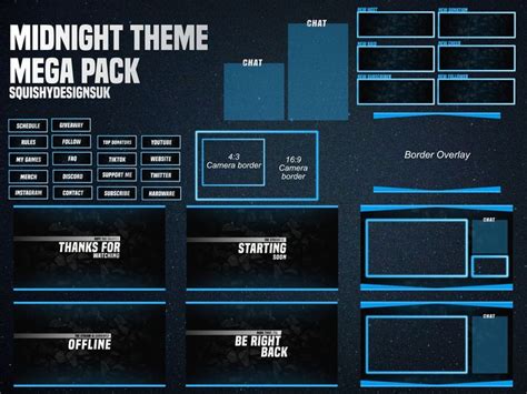 Midnight Theme Twitch Overlay Pack Stream Bundle Stream Overlays