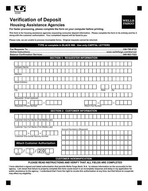 Wells Fargo Verification Of Deposit PDF Form - FormsPal