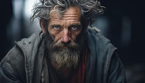 Premium AI Image | homeless person emotional editorial portrait photography