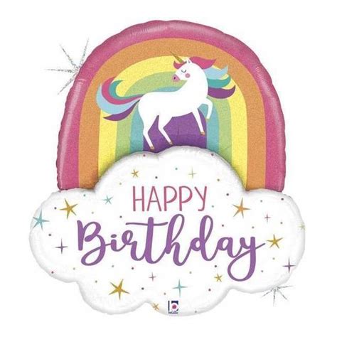 Palloncino Happy Birthday Unicorno Arcobaleno Da Cm Grabo Per