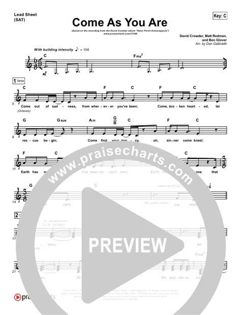 Come As You Are Sheet Music Pdf David Crowder Praisecharts