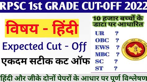 Rpsc St Grade Hindi Cut Off St Grade Hindi Expected Cut Off