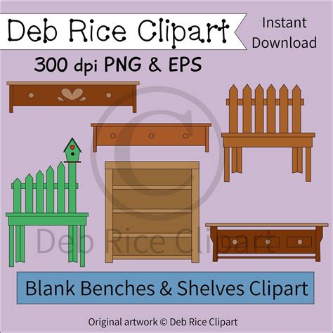 Blank Benches And Shelves Clipart Bench With Birdhouse Etsy