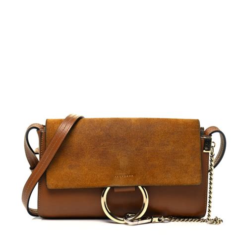 Chloe Suede Calfskin Small Faye Shoulder Bag Tobacco Fashionphile