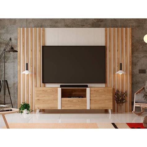 Mueble De Sal N Blanco Roble Con Mural De Pared Puzzle Cm