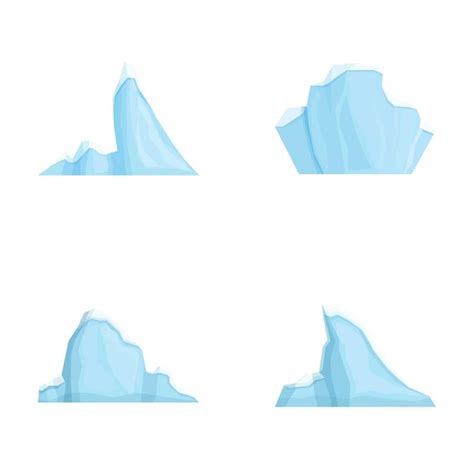 Premium Vector Big Iceberg Icons Set Cartoon Vector Iceberg Floating