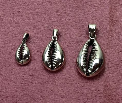 Sterling Silver Cowrie Shell Pendant Small Cowrie Shell Etsy