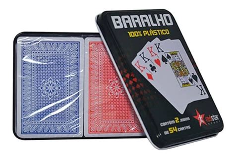 Baralho Plastico Dois Jogos Na Lata 54 Cartas Naipe Grande MercadoLivre