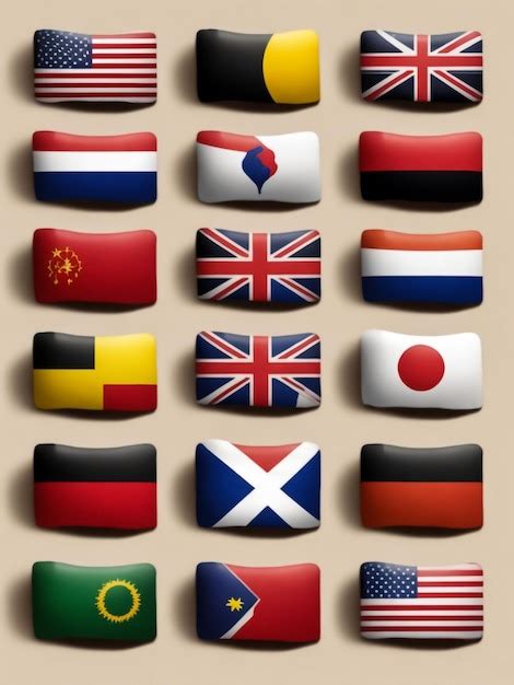 Emblema De ícone De Bandeiras De Países Do Mundo Definido Foto Premium