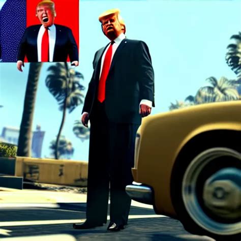 Donald Trump With Five Stars In Gta V Gameplay Ps 5 Stable Diffusion