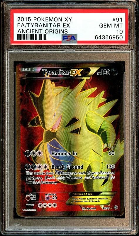 Psa 10 Gem Mint Tyranitar Ex 9198 Ancient Origins Full Art Pokemon