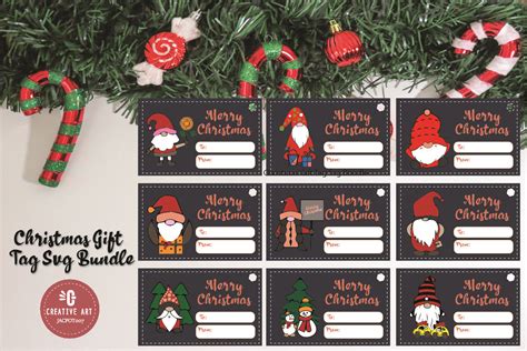 Christmas Gift Tag Svg Bundle Gnome Gi Graphic By Jacpot Creative