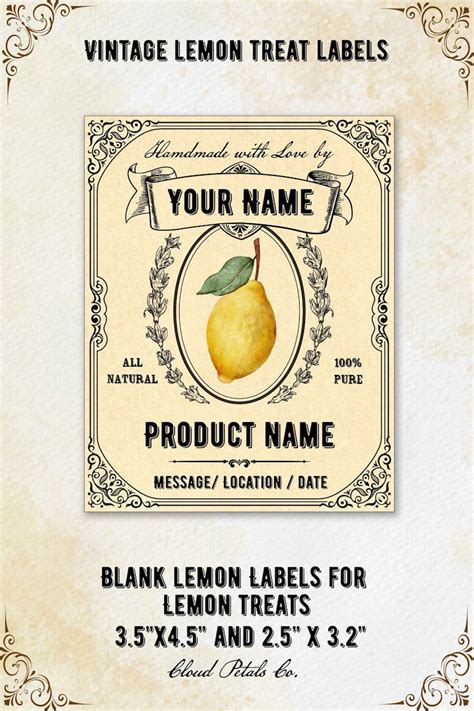 Printable Blank Lemon Label For Diy Craft Vintage Pantry Labels