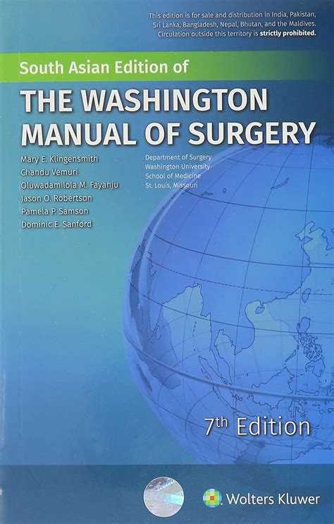 The Washington Manual Of Surgery Klingensmith 9789351296706 Amazon