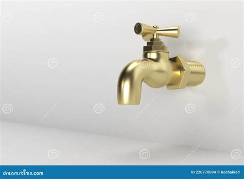 3d Render Chrome Tap With A Water Stream Isolated On White 3d